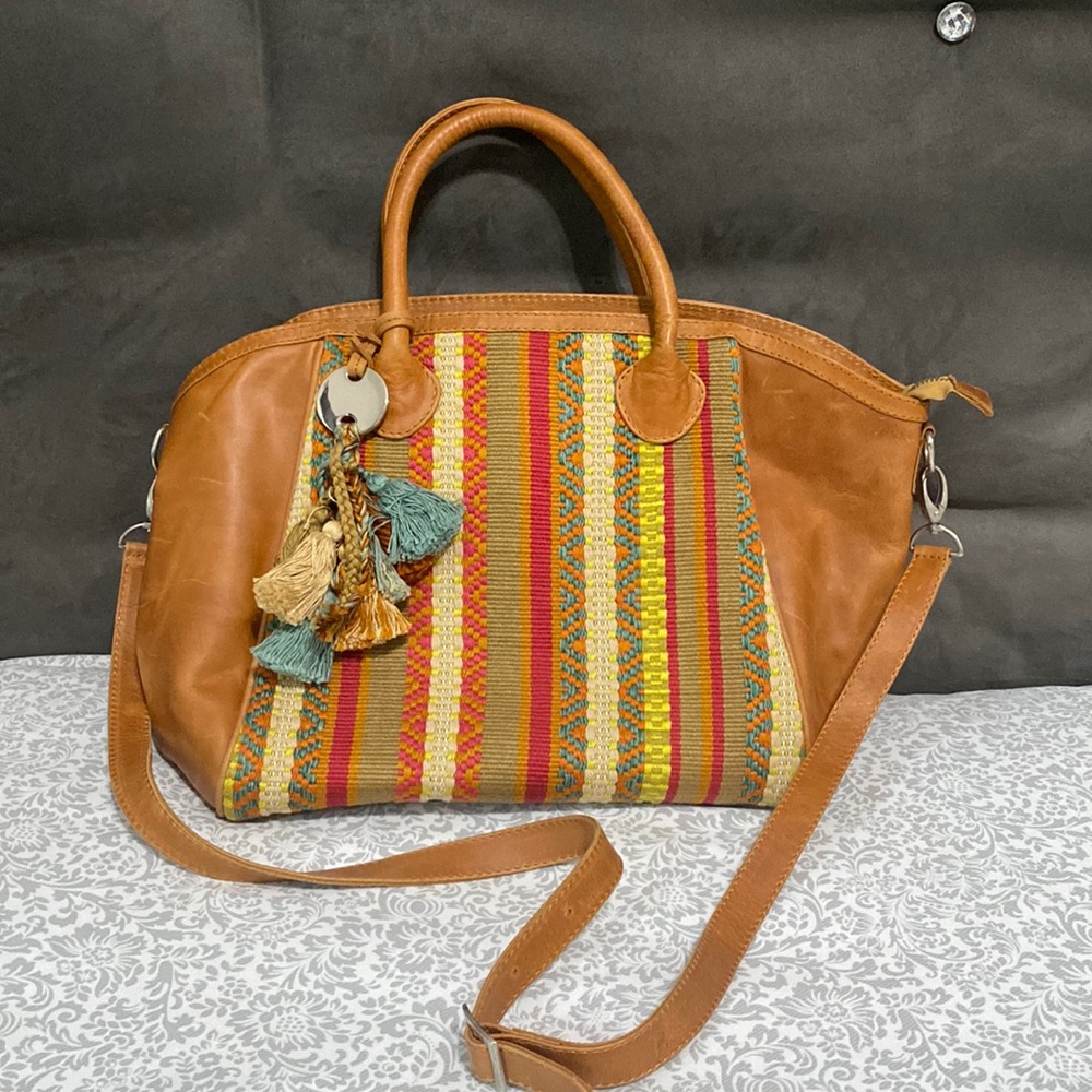 Sumaqkay Luxury Handcrafted leather & knitted multicolor bag